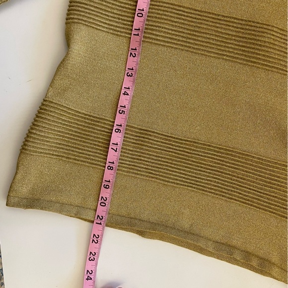 Endless Rose || Metallic Gold Striped Sweater Crew Neck Short Sleeve Small - Picture 8 of 8